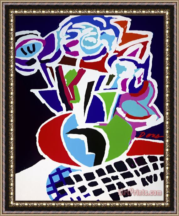 Diana Ong Flower Vase with Flowers Framed Painting