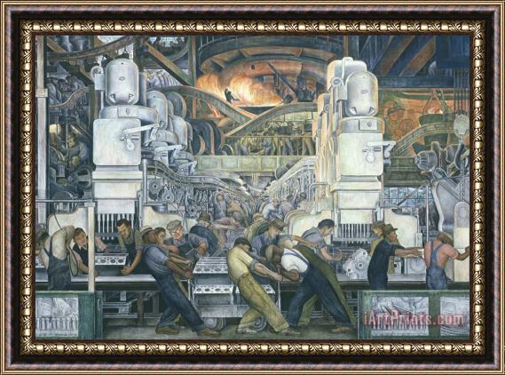 Diego Rivera Detroit Industry, North Wall (detail, Center Panel) Framed Painting