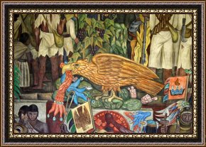 Conquest of Mexico, 1521 Framed Prints - The Eagle in The History of Mexico by Diego Rivera