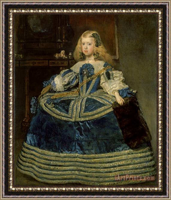 Diego Rodriguez de Silva y Velazquez Infanta Margarita Teresa in a Blue Dress Framed Print