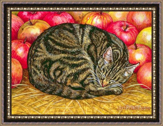 Ditz Left Hand Apple Cat Framed Painting