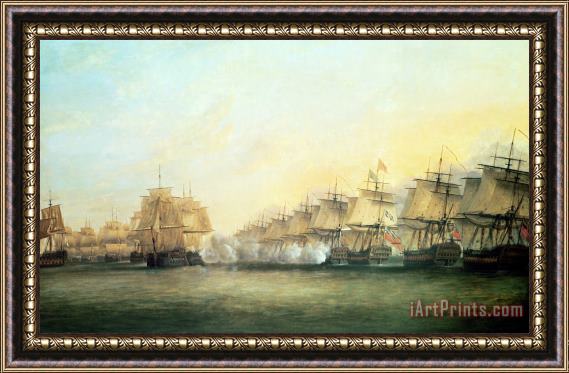 Dominic Serres The fourth action off Trincomalee between the English and the French Framed Print