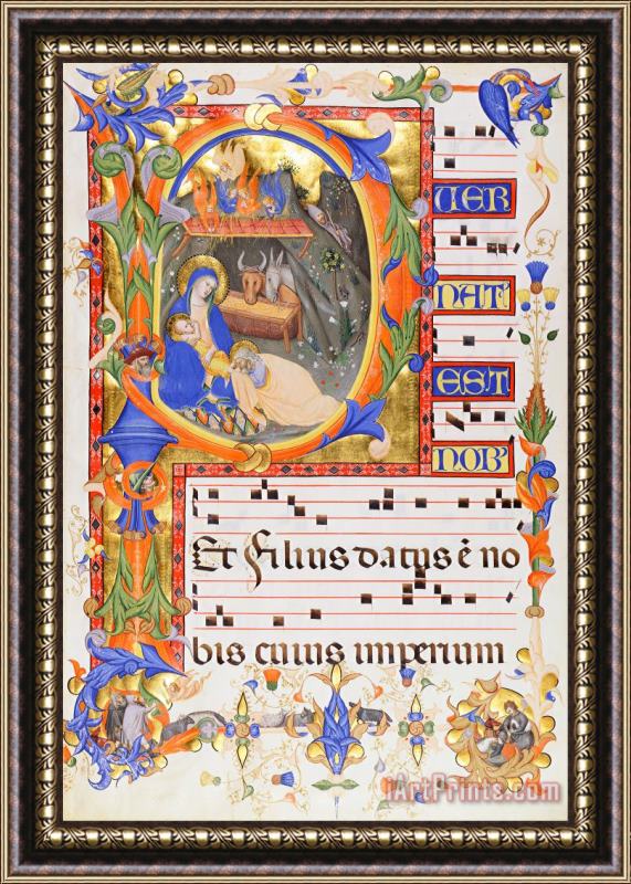Don Silvestro Dei Gherarducci Nativity, in an Initial P Framed Print