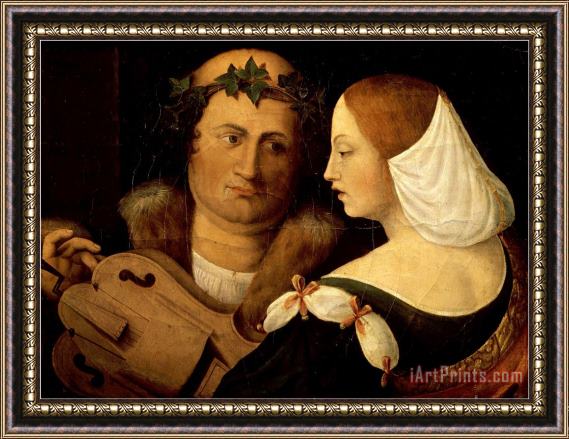 Dosso Dossi Court Poet And Young Woman Early 16th Century Framed Painting