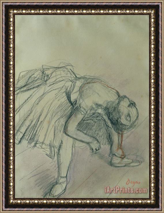 Edgar Degas Dancer Fixing Her Slipper Framed Painting