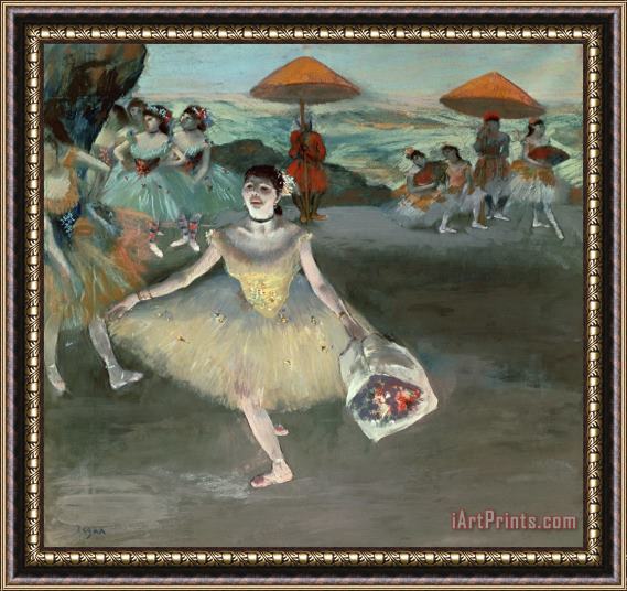 Edgar Degas Dancer with Bouquet, Curtseying Framed Print