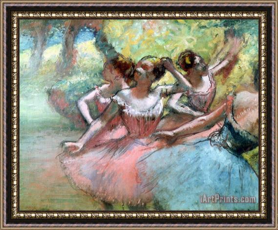 Edgar Degas Four ballerinas on the stage Framed Painting