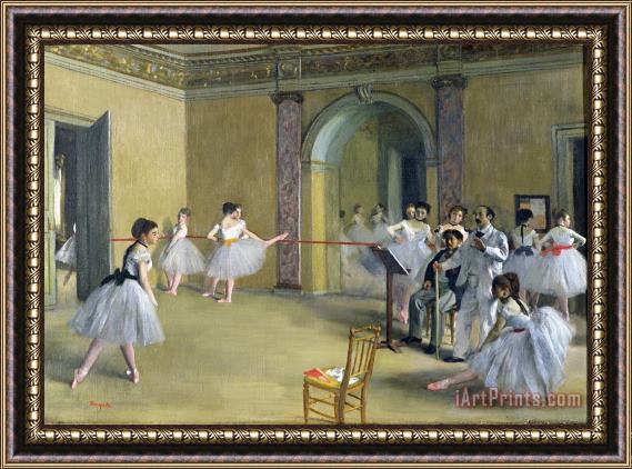 Edgar Degas The Dance Foyer at the Opera on the rue Le Peletier Framed Painting