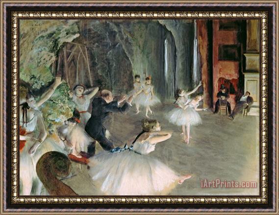 Edgar Degas The Rehearsal of the Ballet on Stage Framed Painting