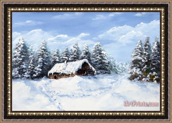 Edit Voros Pine Forest In Winter Framed Painting
