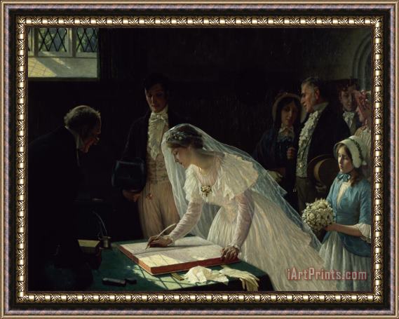 Edmund Blair Leighton Signing the Register Framed Painting