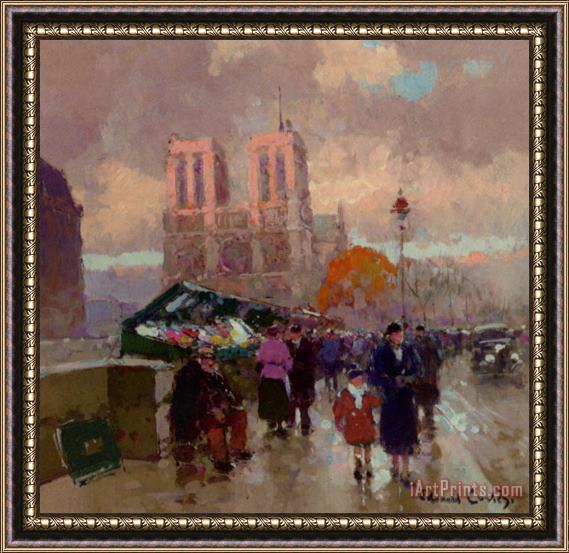 Edouard Leon Cortes Effet De Soleil Sur Notre Dame Framed Painting