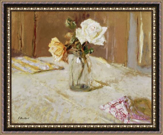 Edouard Vuillard Roses in a Glass Vase Framed Painting