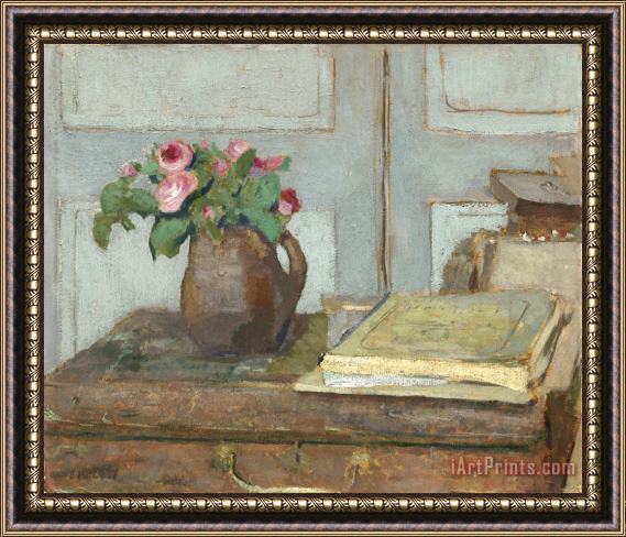 Edouard Vuillard The Artist's Paint Box And Moss Roses Framed Painting