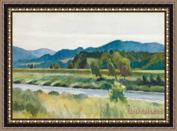 Edward Hopper Rain On River Framed Painting