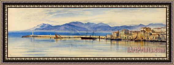 Edward Lear A View of The Harbour at Cannes Framed Print