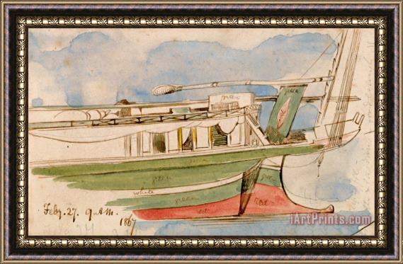 Edward Lear Boat on The Nile 5 Framed Painting