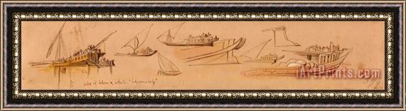 Edward Lear Boats on The Nile 4 Framed Painting