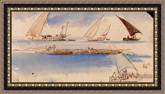 Edward Lear Boats Framed Painting