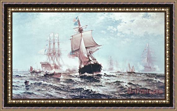 Edward Moran First recognition of the Stars and Stripes Framed Painting