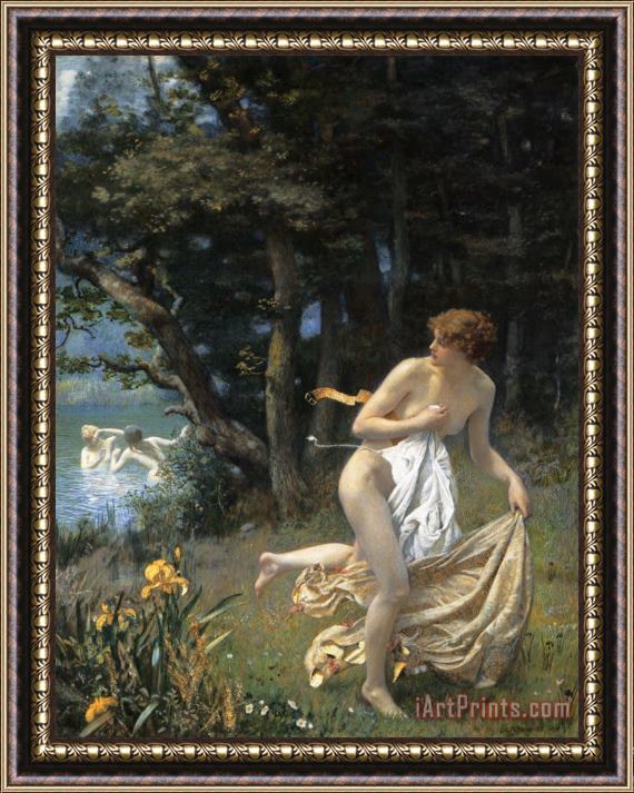 Edward Robert Hughes R.w.s Diana's Maidens Framed Painting