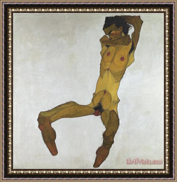 Egon Schiele Seated Male Nude (self Portrait) Framed Painting