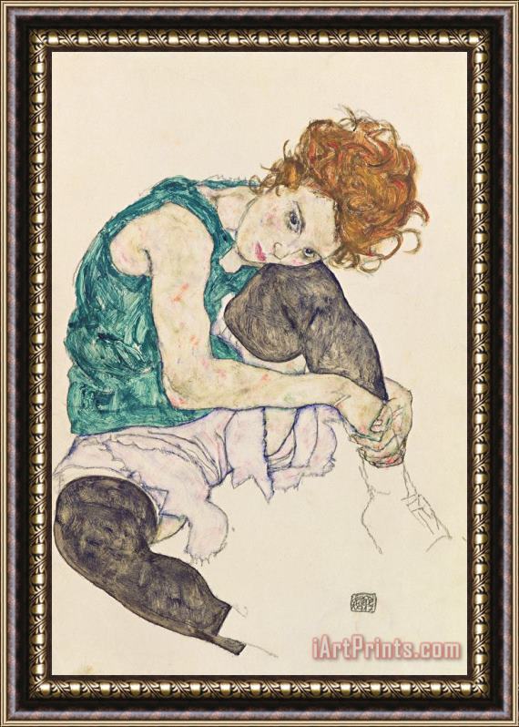 Egon Schiele Seated Woman with Bent Knee Framed Print
