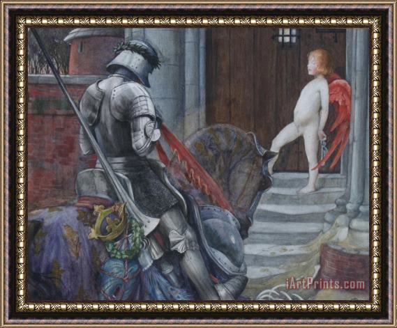 Eleanor Fortescue Brickdale A Knight And Cupid Before a Castle Door Framed Painting