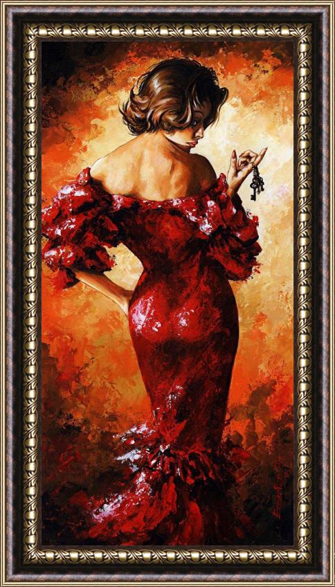 Emerico Toth Lady in Red 33 Framed Painting