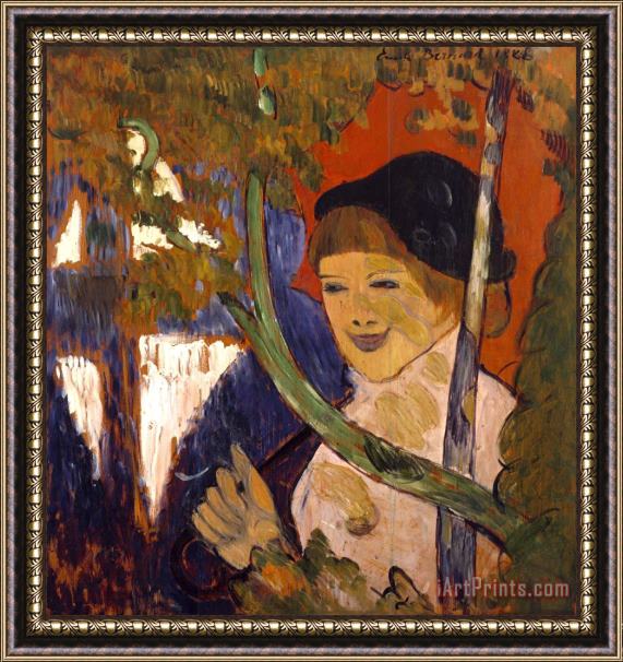 Emile Bernard Breton Girl with a Red Umbrella Framed Print