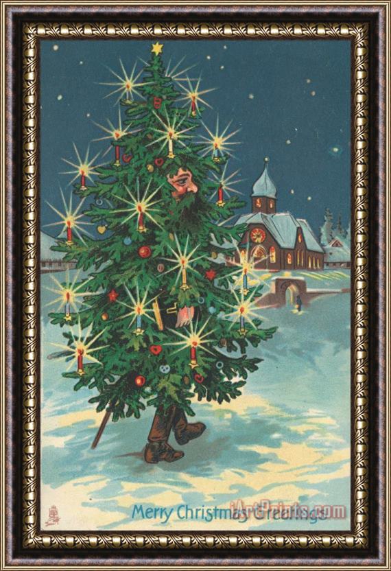 English School Christmas Card Framed Painting
