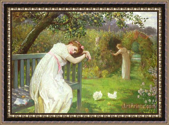 English School Sunday Afternoon - Ladies in a Garden Framed Painting