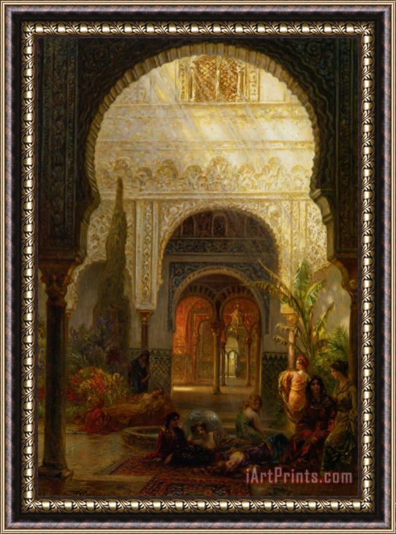 Ernst Carl Eugen Koerner The Patio Della Reina The Alcazar Sevilla Framed Painting