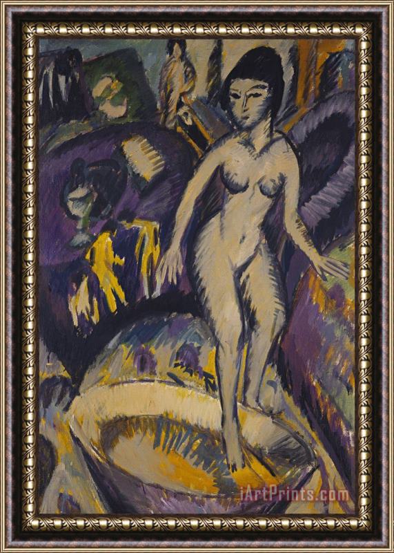 Ernst Ludwig Kirchner Female Nude With Hot Tub Framed Painting