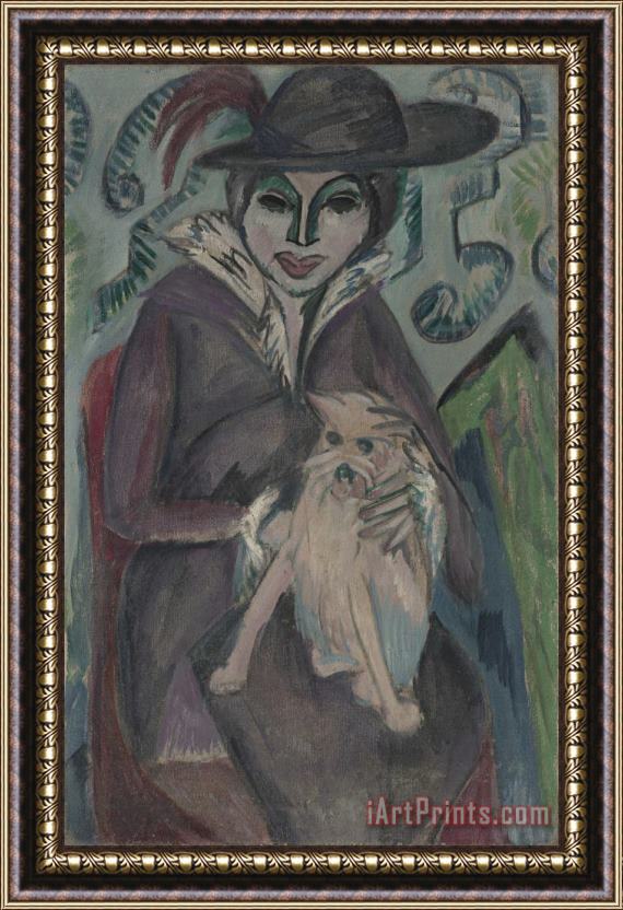 Ernst Ludwig Kirchner Frau Mit Hund I (woman with Dog I) Framed Print
