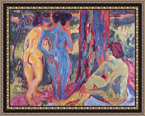 Ernst Ludwig Kirchner Three Nudes Framed Painting