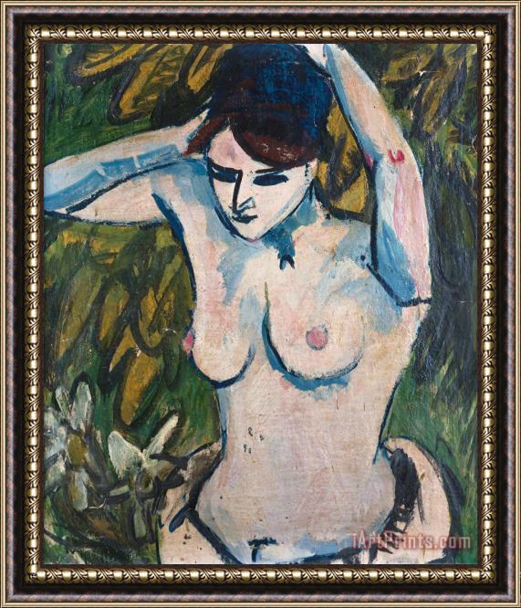 Ernst Ludwig Kirchner Woman With Raised Arms Framed Painting