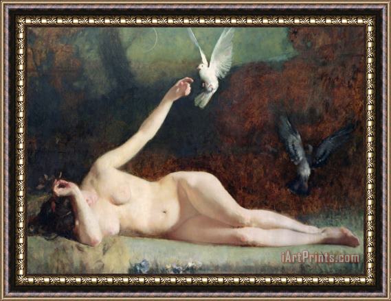 Ernst Philippe Zacharie Woman with Pigeons Framed Painting