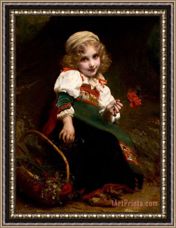Etienne Adolphe Piot The Little Flower Gatherer Framed Painting