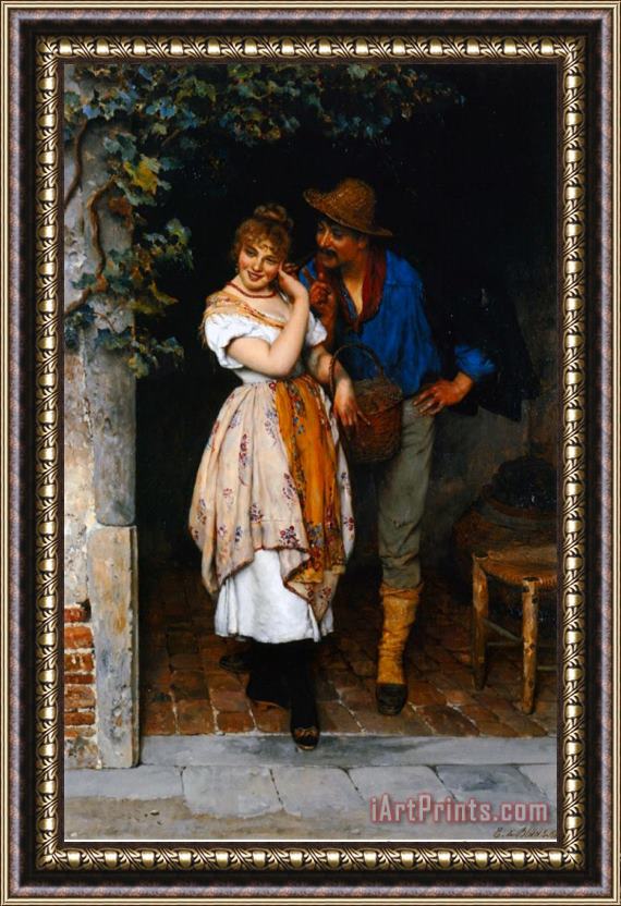 Eugen von Blaas Couple Courting Framed Painting