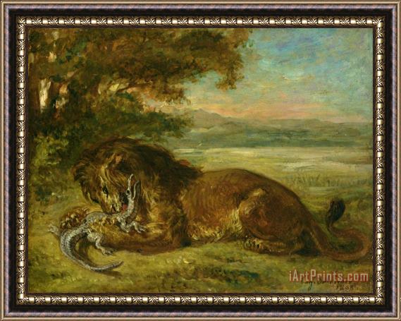 Eugene Delacroix Lion And Alligator Framed Painting