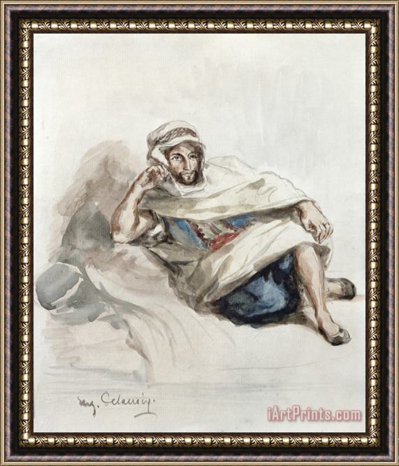 Eugene Delacroix Seated Arab (w/c on Paper) Framed Print