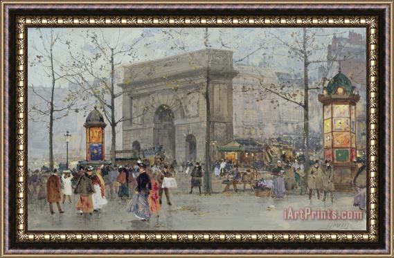 Eugene Galien-Laloue Street Scene In Paris Framed Painting