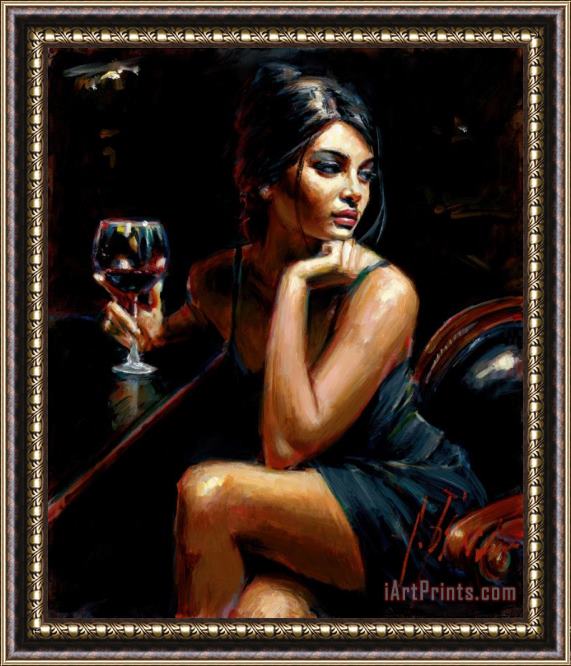 Fabian Perez Saba at Las Brujas IV with Red Wine Framed Print