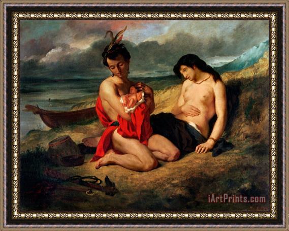 Ferdinand Victor Eugene Delacroix The Natchez Framed Painting