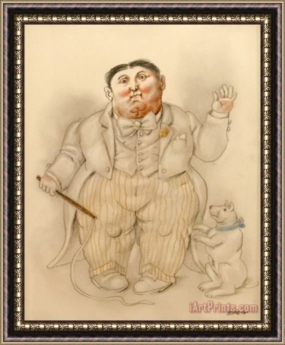 Fernando Botero Dwarf And Dog, 2006 Framed Painting