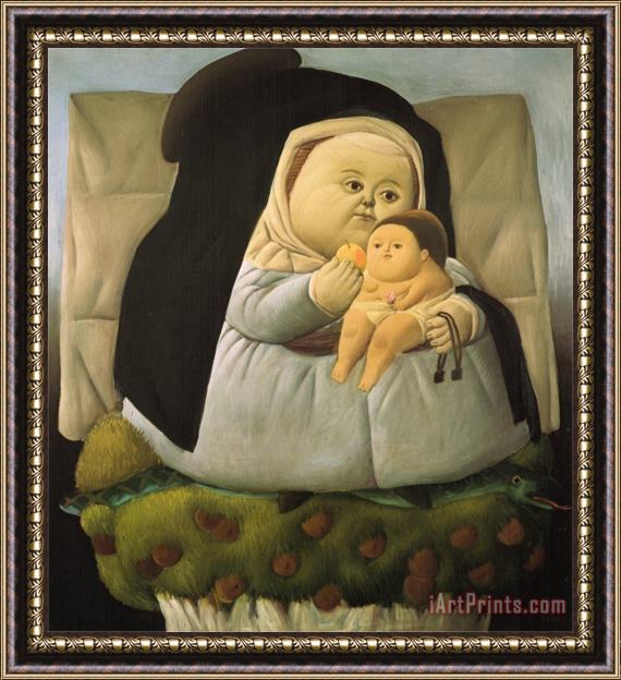fernando botero Madonna with Child Framed Painting
