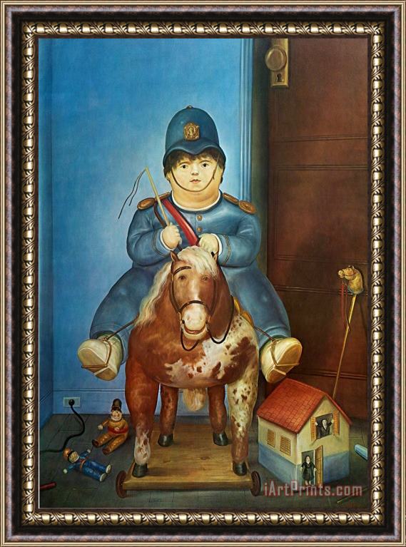 fernando botero Pedro on Horseback Framed Painting