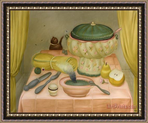 Fernando Botero Still Life with Hot Soup, 1968 Framed Painting