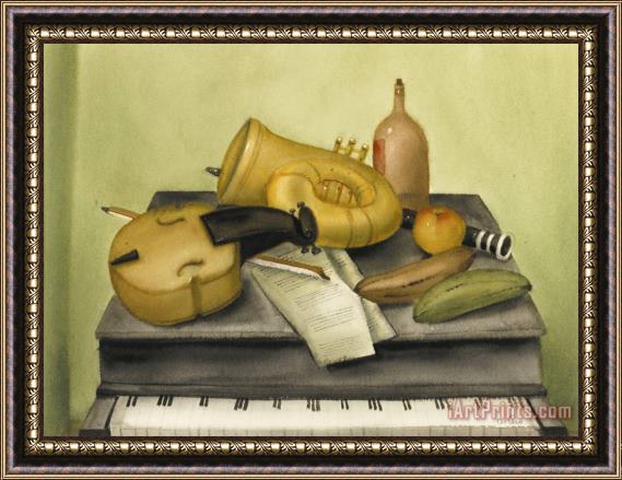 Fernando Botero Still Life with Musical Instruments Framed Print